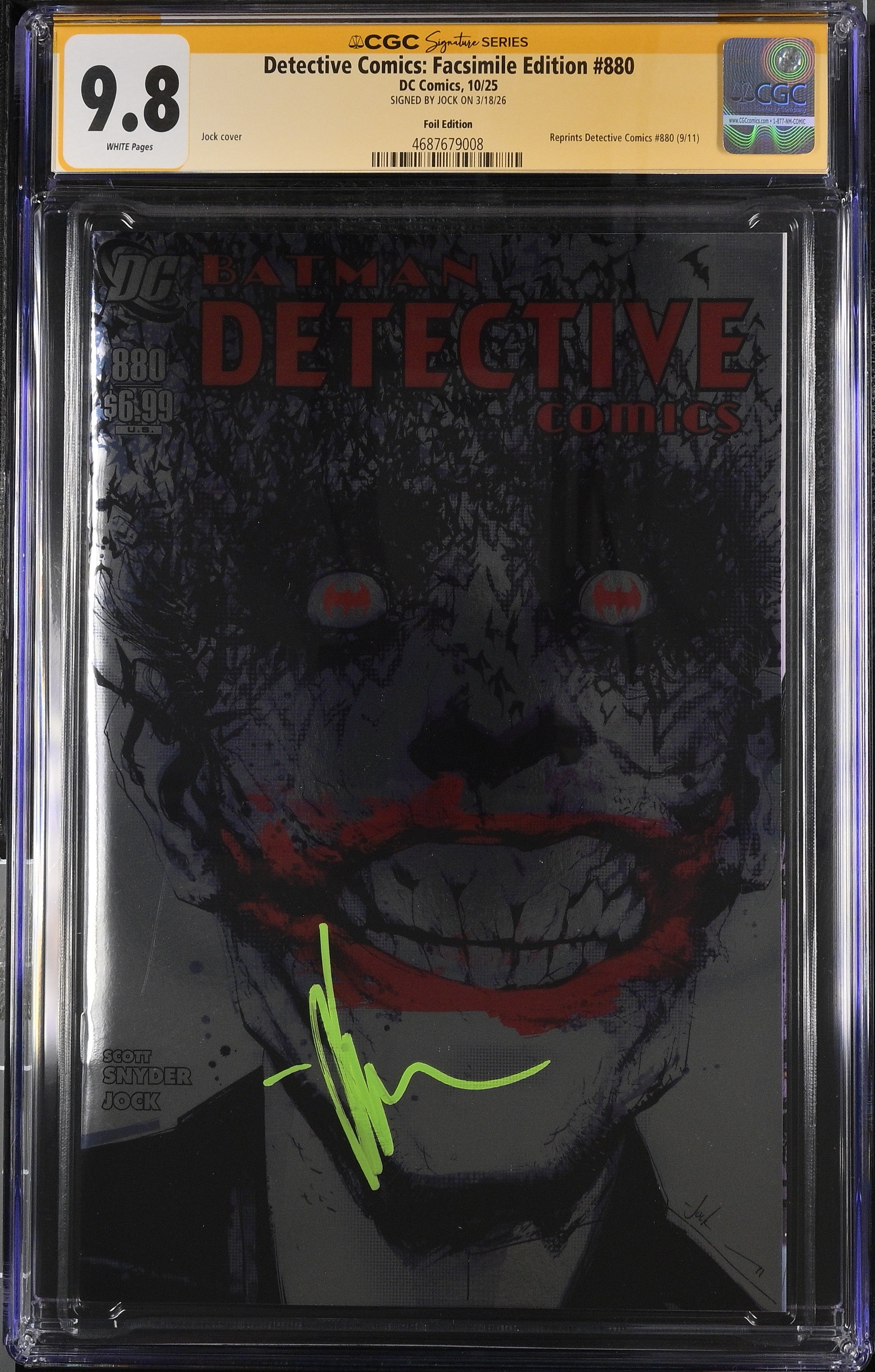 Detective Comics #880 FOIL Facsimile 2025 CGC 9.8 Signed by JOCK